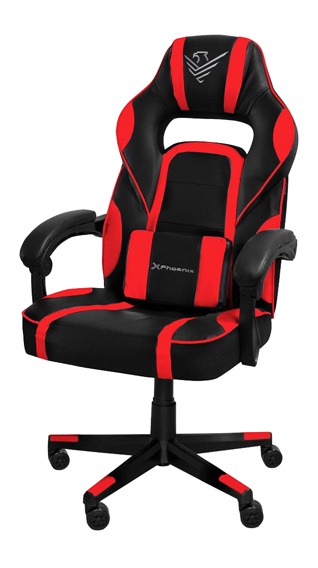 Silla gaming Phoenix TROPHY CUERO PU rojo/negro